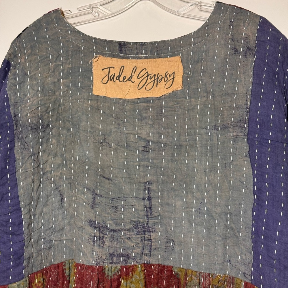 Jaded Gypsy Kantha Sunrise Midi Dress . One Size Multicolor NWOT - Picture 9 of 9